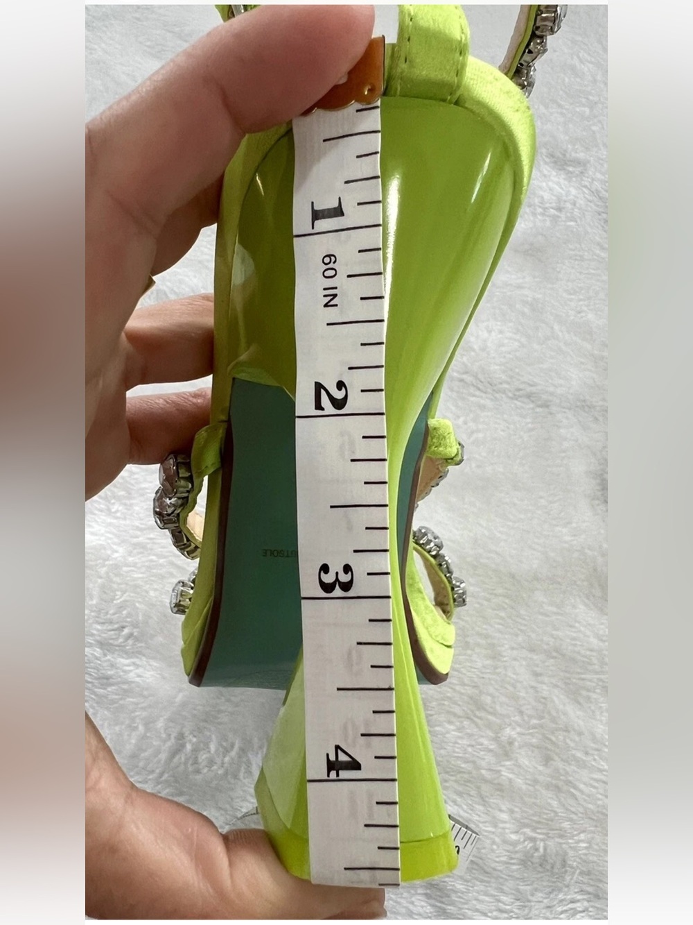 Betsey Johnson SB-Perry Citron Rhinestone Flare Heel Sandals Sz 7 M Like New - Picture 16 of 16